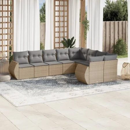 Set mit 9 Gartensofas mit beigen Kissen aus synthetischem Rattan von , Gartensets - Ref: Foro24-3254176, Preis: 611,26 €, Rab...
