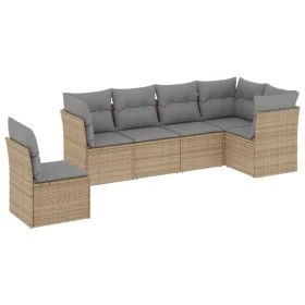 Garden sofa set with 6-piece synthetic rattan beige cushions by , Garden sets - Ref: Foro24-3217699, Price: 372,57 €, Discoun...