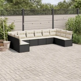 Garden sofa set 10 pieces with black synthetic rattan cushions by , Garden sets - Ref: Foro24-3218086, Price: 535,04 €, Disco...