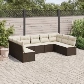 Garden sofa set 9 pieces and brown synthetic rattan cushions by , Garden sets - Ref: Foro24-3218073, Price: 562,07 €, Discoun...