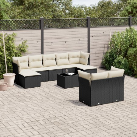 Set Gartensofas 10 Stück Kissen synthetisches Rattan schwarz von , Gartensets - Ref: Foro24-3218316, Preis: 522,70 €, Rabatt: %