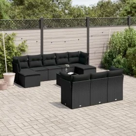 Garden sofa set 11 pieces and black synthetic rattan cushions by , Garden sets - Ref: Foro24-3218335, Price: 655,70 €, Discou...