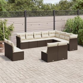 Set of garden sofas and cushions 12 pieces synthetic brown rattan by , Garden sets - Ref: Foro24-3218473, Price: 774,41 €, Di...