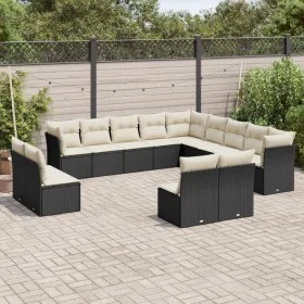 Set aus Gartensofas und Kissen 13 Stück synthetisches Rattan schwarz von , Gartensets - Ref: Foro24-3218486, Preis: 778,94 €,...