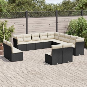Set aus Gartensofas und Kissen 13 Stück synthetisches Rattan schwarz von , Gartensets - Ref: Foro24-3218486, Preis: 726,59 €,...