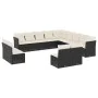 Set aus Gartensofas und Kissen 13 Stück synthetisches Rattan schwarz von , Gartensets - Ref: Foro24-3218486, Preis: 778,94 €,...