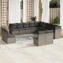 Set of garden sofas with 13 pieces of gray synthetic rattan cushions by , Garden sets - Ref: Foro24-3218490, Price: 760,55 €,...