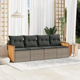 Set mit 4 Gartensofas und Kissen synthetisches Rattangrau von , Gartensets - Ref: Foro24-3227453, Preis: 257,17 €, Rabatt: %