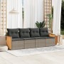 Garden sofa set 4 pieces with gray synthetic rattan cushions by , Garden sets - Ref: Foro24-3227453, Price: 248,32 €, Discoun...