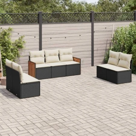7-piece garden dining set with black synthetic rattan cushions by , Garden sets - Ref: Foro24-3227554, Price: 393,04 €, Disco...
