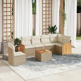 Set of 7-piece garden sofas and beige synthetic rattan cushions by , Garden sets - Ref: Foro24-3227703, Price: 464,98 €, Disc...