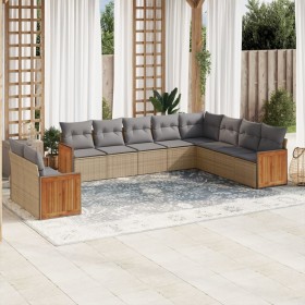 Set Gartensofas mit beigen Kissen 10 Stück synthetisches Rattan von , Gartensets - Ref: Foro24-3227795, Preis: 630,12 €, Raba...