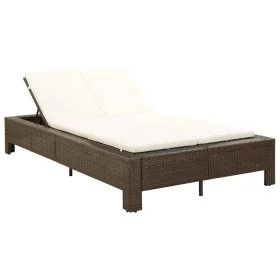 Tumbona para 2 personas con cojín ratán sintético marrón de vidaXL, Camas para exteriores - Ref: Foro24-46239, Precio: 279,07...