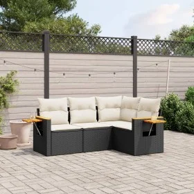 Gartensitzgruppe 4-teilig mit schwarzen Polstern aus synthetischem Rattan von , Gartensets - Ref: Foro24-3226770, Preis: 287,...