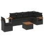 Set de comedor de jardín 7 pzas y cojines ratán sintético negro de , Conjuntos de jardín - Ref: Foro24-3226860, Precio: 463,5...