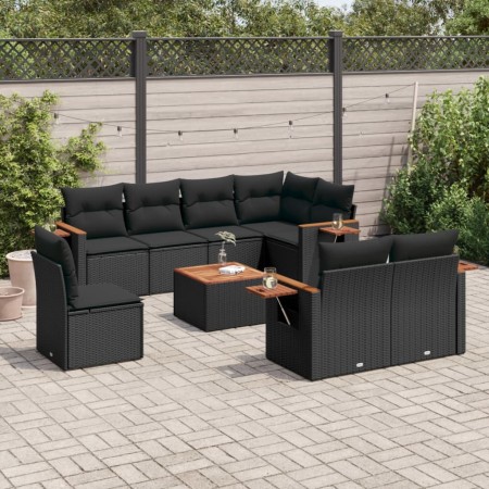Set de sofás de jardín 8 piezas y cojines ratán sintético negro de , Conjuntos de jardín - Ref: Foro24-3227007, Precio: 612,3...