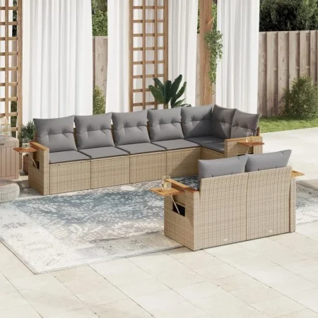 Garden sofa set with beige cushions, 8 pieces, PE rattan. by , Garden sets - Ref: Foro24-3226990, Price: 557,97 €, Discount: %