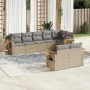 Garden sofa set with beige cushions, 8 pieces, PE rattan. by , Garden sets - Ref: Foro24-3226990, Price: 557,97 €, Discount: %