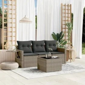 Garden sofa set 4 pieces with gray synthetic rattan cushions by , Garden sets - Ref: Foro24-3252207, Price: 263,88 €, Discoun...