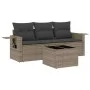 Garden sofa set 4 pieces with gray synthetic rattan cushions by , Garden sets - Ref: Foro24-3252207, Price: 263,88 €, Discoun...