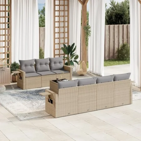 Garden sofa set with beige cushions, 8 pieces, PE rattan. by , Garden sets - Ref: Foro24-3252266, Price: 569,03 €, Discount: %