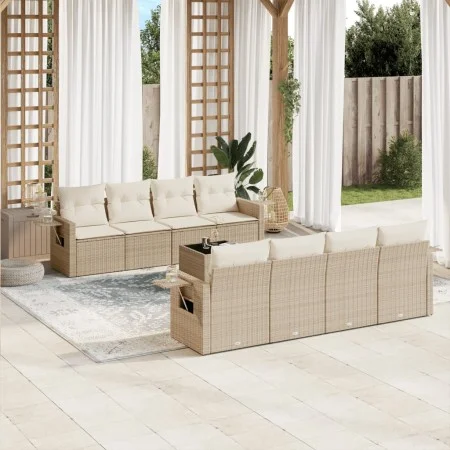 9-piece garden sofa set with beige synthetic rattan cushions by , Garden sets - Ref: Foro24-3252285, Price: 689,10 €, Discoun...