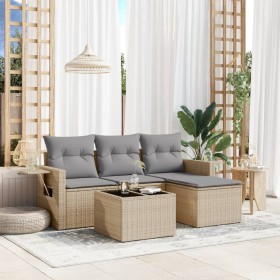 Garden sofa set with 4-piece synthetic rattan beige cushions by , Garden sets - Ref: Foro24-3252406, Price: 298,46 €, Discoun...