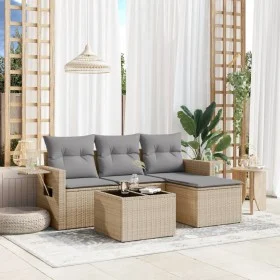 Garden sofa set with 4-piece synthetic rattan beige cushions by , Garden sets - Ref: Foro24-3252406, Price: 283,33 €, Discoun...