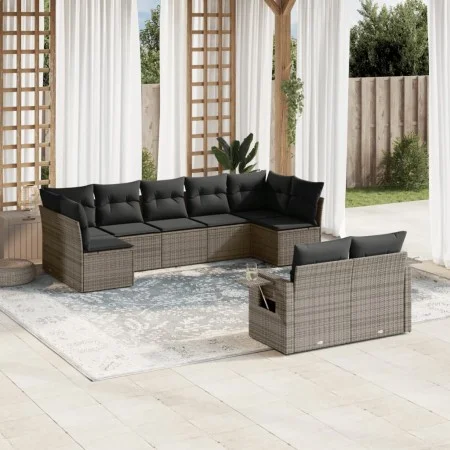 Garden furniture set 9 pieces and gray synthetic rattan cushions by , Garden sets - Ref: Foro24-3252957, Price: 571,85 €, Dis...