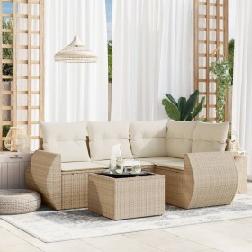 Garden sofa set with cushions 5 pieces beige synthetic rattan by , Garden sets - Ref: Foro24-3221317, Price: 380,48 €, Discou...