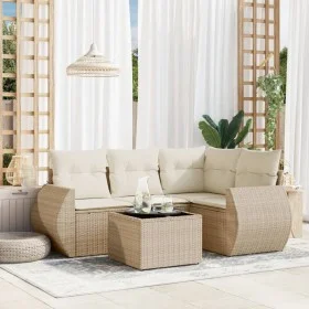 Garden sofa set with cushions 5 pieces beige synthetic rattan by , Garden sets - Ref: Foro24-3221317, Price: 427,95 €, Discou...