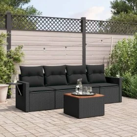 5-piece garden furniture set and black synthetic rattan cushions by , Modular outdoor sofas - Ref: Foro24-3224438, Price: 316...