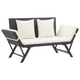 Garden bench with black synthetic rattan cushions 176 cm by vidaXL, garden benches - Ref: Foro24-46230, Price: 204,14 €, Disc...