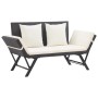 Gartenbank mit schwarzen synthetischen Rattankissen 176 cm von vidaXL, Gartenbänke - Ref: Foro24-46230, Preis: 193,90 €, Raba...