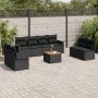 8-teiliges Gartensofa-Set und schwarze synthetische Rattankissen von , Modulare Sofas für den Außenbereich - Ref: Foro24-3224...