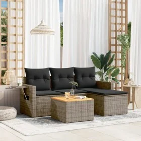 Garden sofa set with cushions 5 pieces gray synthetic rattan by , Modular outdoor sofas - Ref: Foro24-3224534, Price: 285,38 ...