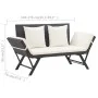Gartenbank mit schwarzen synthetischen Rattankissen 176 cm von vidaXL, Gartenbänke - Ref: Foro24-46230, Preis: 204,14 €, Raba...