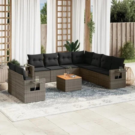 10-piece garden sofa set with gray synthetic rattan cushions by , Modular outdoor sofas - Ref: Foro24-3224632, Price: 625,80 ...