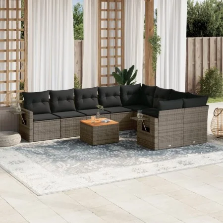 10-piece garden sofa set with gray synthetic rattan cushions by , Modular outdoor sofas - Ref: Foro24-3224723, Price: 586,85 ...