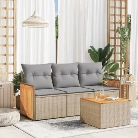 Garden sofa set with cushions 4 pieces beige synthetic rattan by , Garden sets - Ref: Foro24-3227445, Price: 261,72 €, Discou...