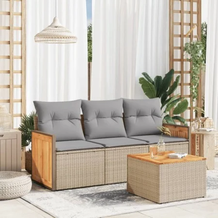 Garden sofa set with cushions 4 pieces beige synthetic rattan by , Garden sets - Ref: Foro24-3227445, Price: 261,72 €, Discou...