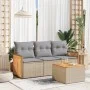 Garden sofa set with cushions 4 pieces beige synthetic rattan by , Garden sets - Ref: Foro24-3227445, Price: 261,72 €, Discou...