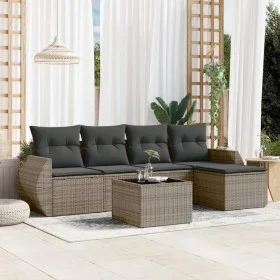 6-piece garden furniture set and gray synthetic rattan cushions by , Garden sets - Ref: Foro24-3221299, Price: 364,08 €, Disc...