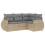 Juego de sofás jardín con cojines 4 pzas ratán sintético beige de , Conjuntos de jardín - Ref: Foro24-3221308, Precio: 292,67 €