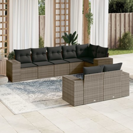 Set de sofás de jardín 8 pzas y cojines ratán sintético gris de , Conjuntos de jardín - Ref: Foro24-3222819, Precio: 553,01 €...