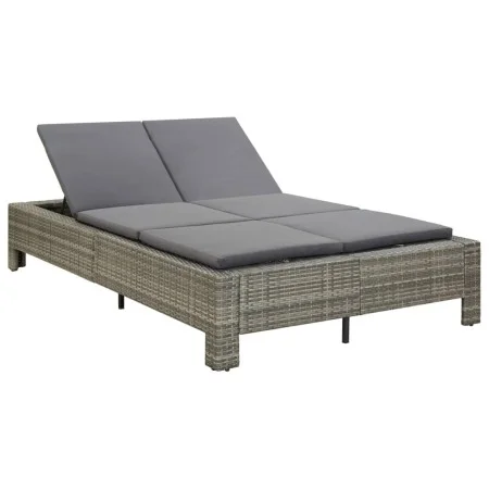Liege für 2 Personen mit grauem synthetischem Rattankissen von vidaXL, Betten im Freien - Ref: Foro24-46240, Preis: 289,84 €,...