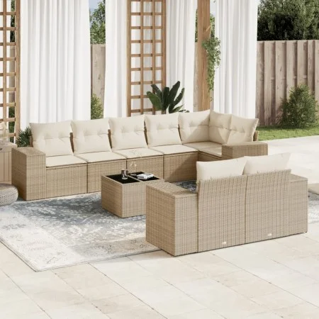 9-teiliges Gartensofa-Set mit beigen synthetischen Rattankissen von , Gartensets - Ref: Foro24-3222827, Preis: 671,02 €, Raba...