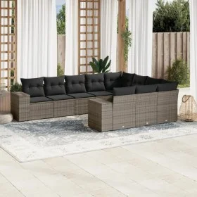 Set de sofás de jardín 10 pzas con cojines ratán sintético gris by , Garden sets - Ref: Foro24-3223089, Price: 612,64 €, Disc...
