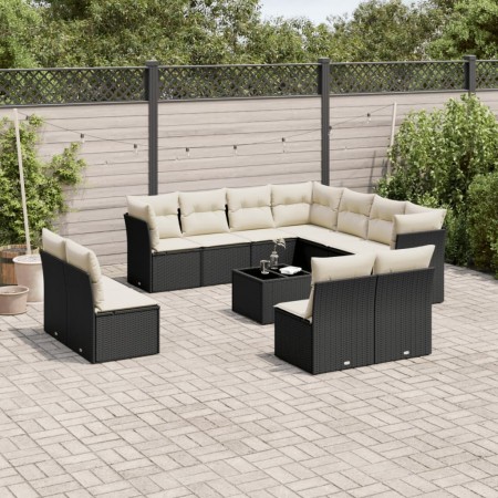 Set de sofás de jardín 12 piezas cojines ratán sintético negro de , Conjuntos de jardín - Ref: Foro24-3217826, Precio: 626,44...