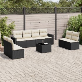 8-teiliges Gartensofa-Set und schwarze synthetische Rattankissen von , Gartensets - Ref: Foro24-3218846, Preis: 472,03 €, Rab...